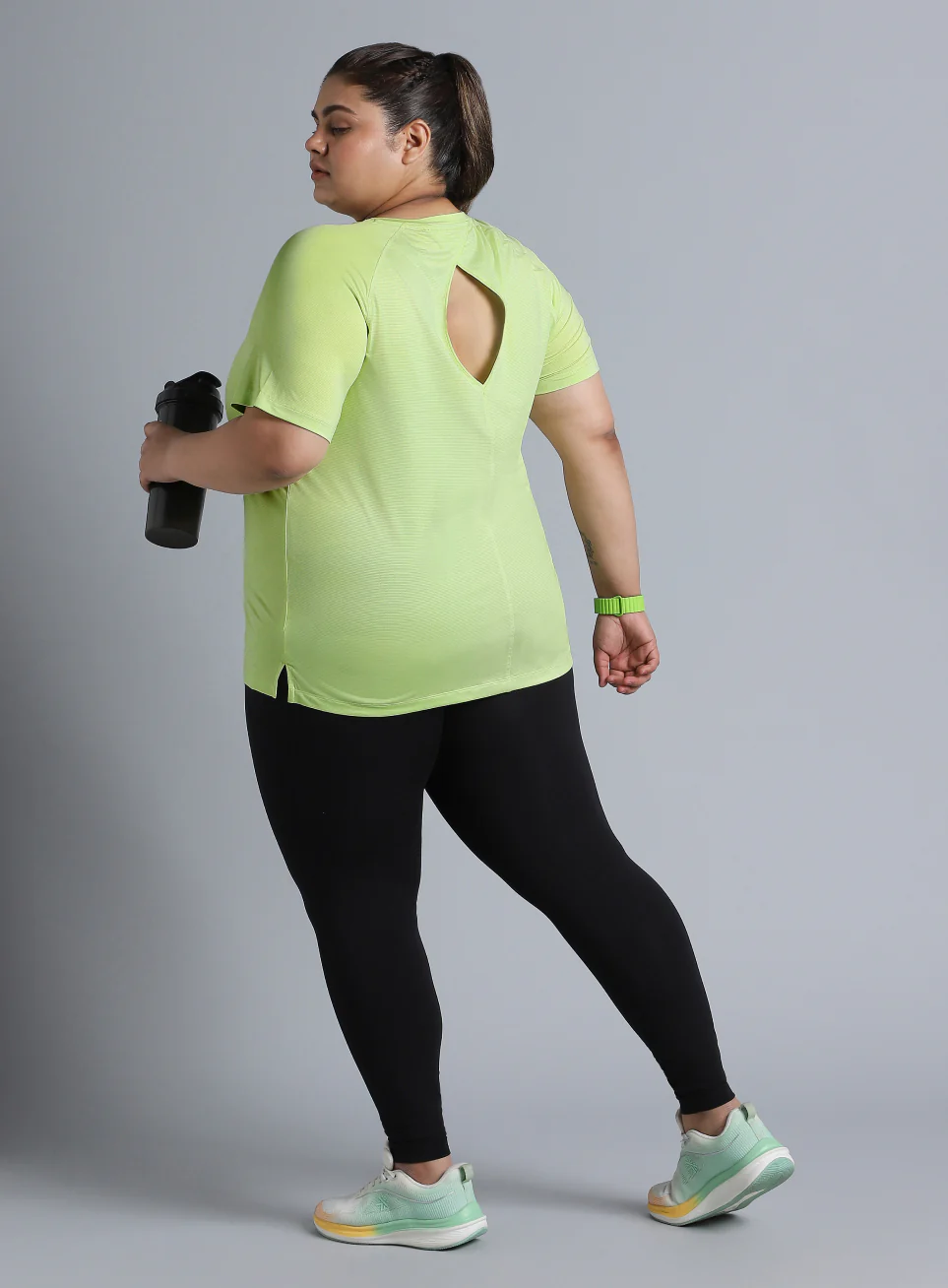 Women's Green Back Cut Out Plus Size T-shirt - Image 3