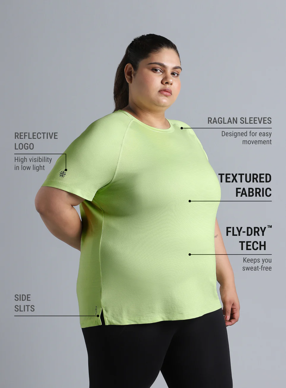 Women's Green Back Cut Out Plus Size T-shirt - Image 5