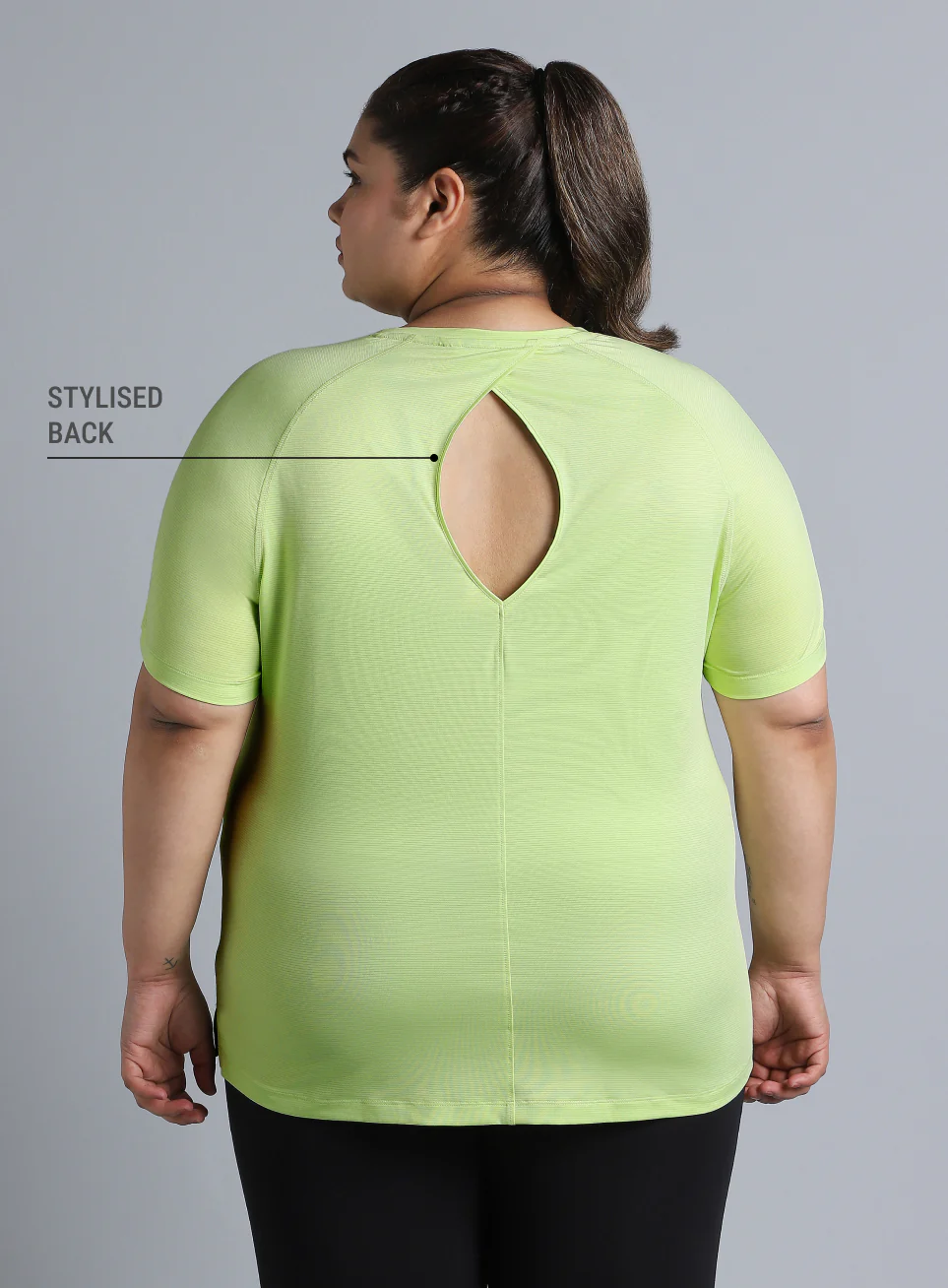 Women's Green Back Cut Out Plus Size T-shirt - Image 6