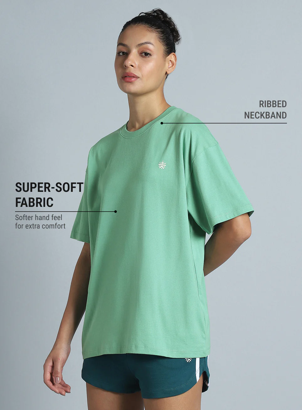 Women's Green Back Print Oversized Fit T-shirt - Image 5