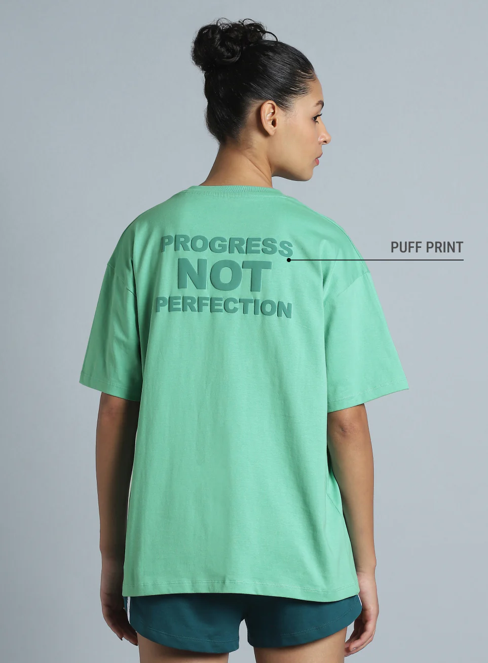 Women's Green Back Print Oversized Fit T-shirt - Image 6
