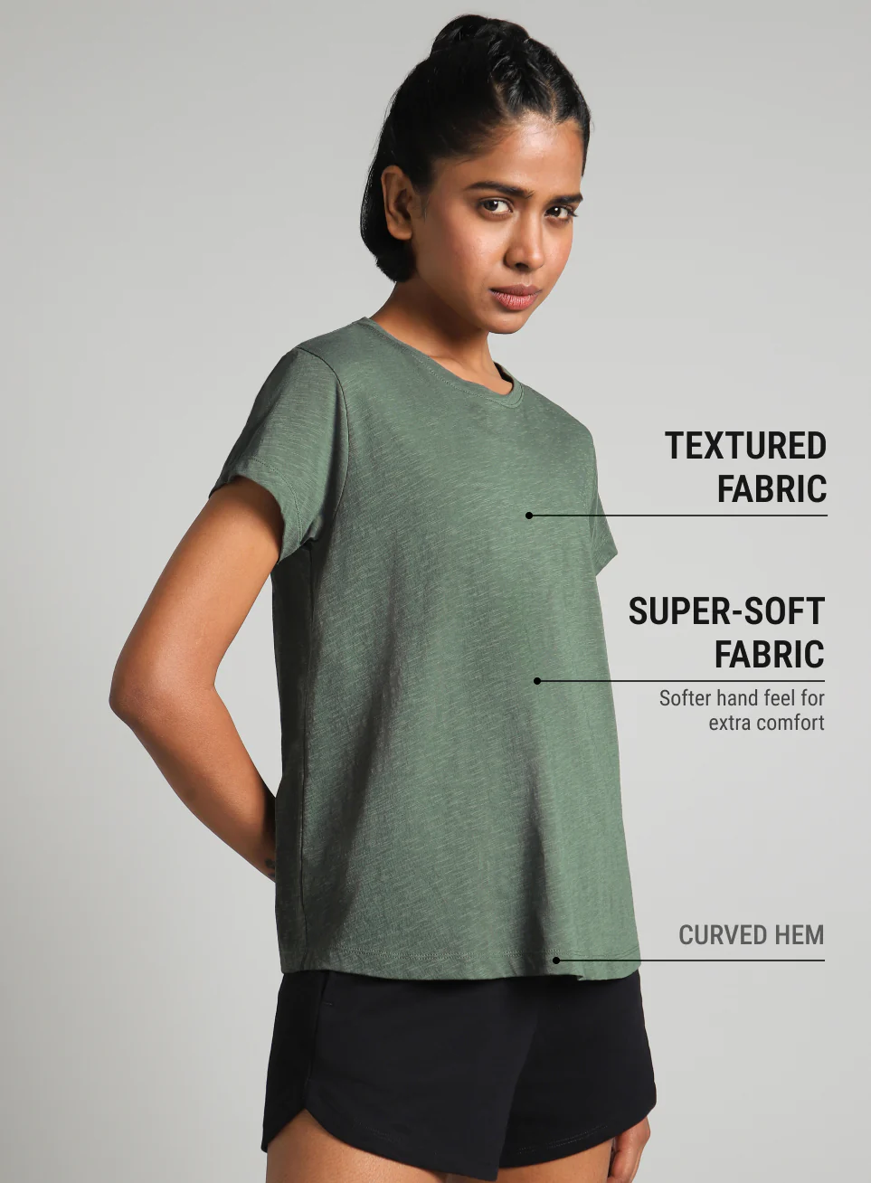 Women's Green Flow Form Yoga T-shirt - Image 5