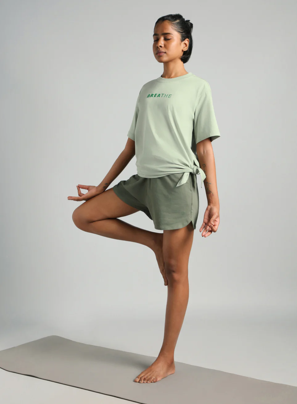 Women's Green Flow Side Tie Up Relaxed fit T-shirt - Image 3