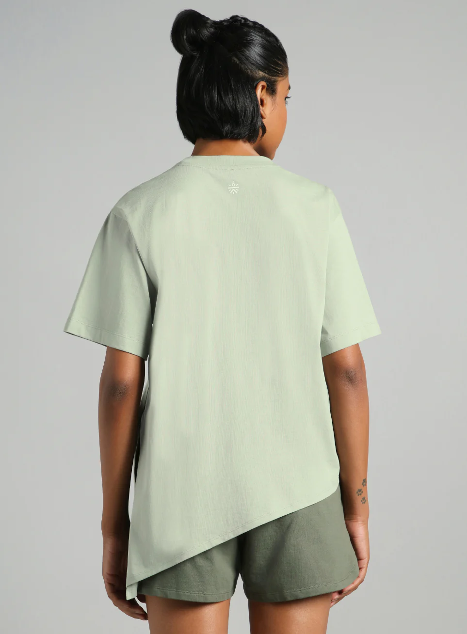 Women's Green Flow Side Tie Up Relaxed fit T-shirt - Image 6