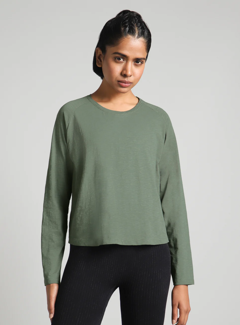 Women's Green Form Overlap Yoga T-shirt - Image 4