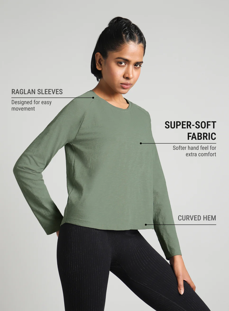Women's Green Form Overlap Yoga T-shirt - Image 5