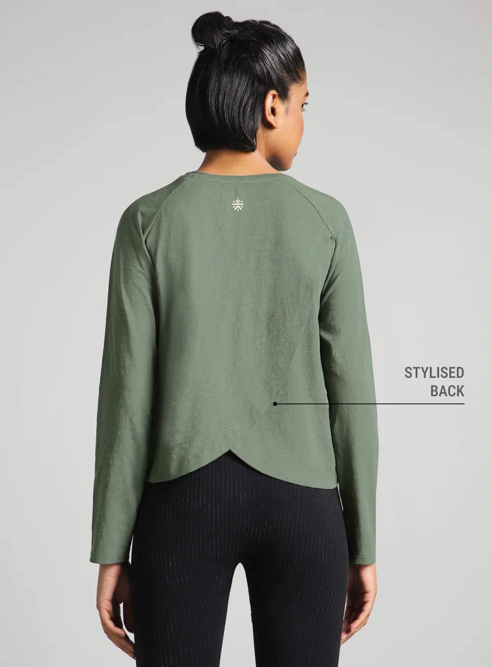 Women's Green Form Overlap Yoga T-shirt - Image 6