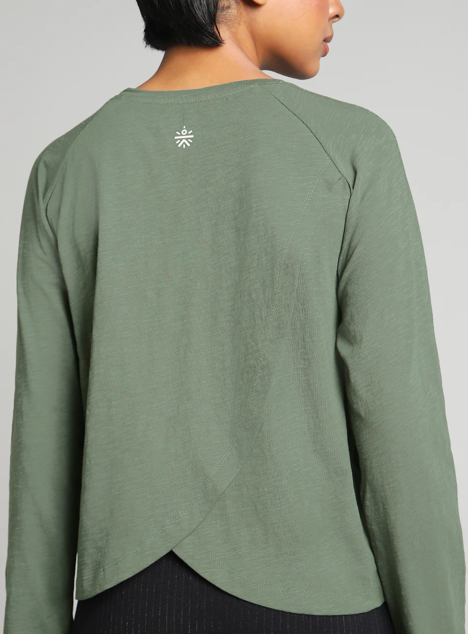 Women's Green Form Overlap Yoga T-shirt - Image 8