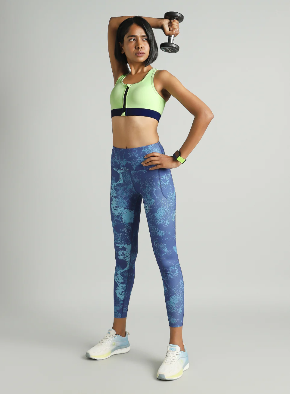 Women's Green Front Zip High Support Training Bra - Image 3