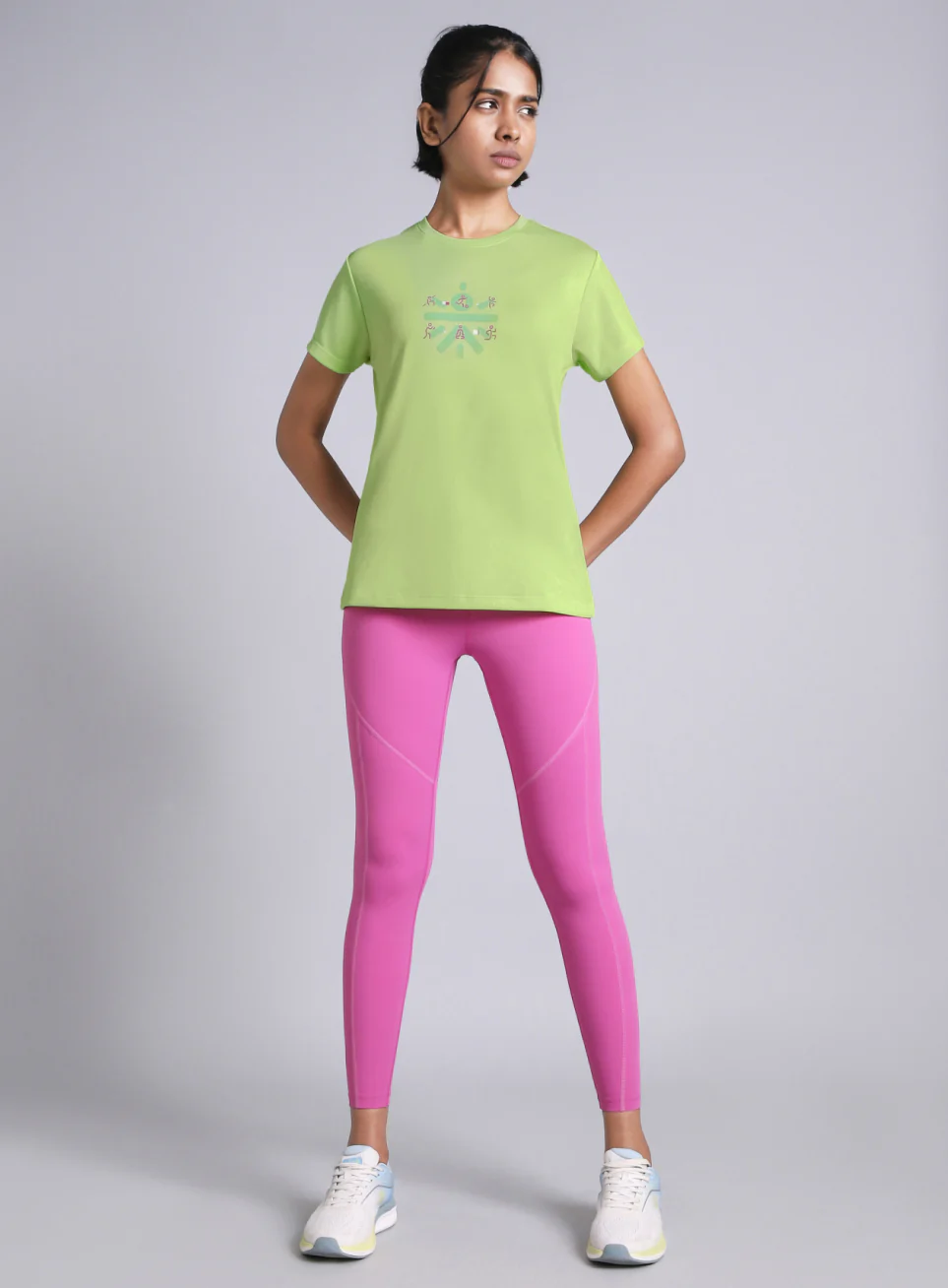 Women's Green Graphic Play Performance T-shirt - Image 3