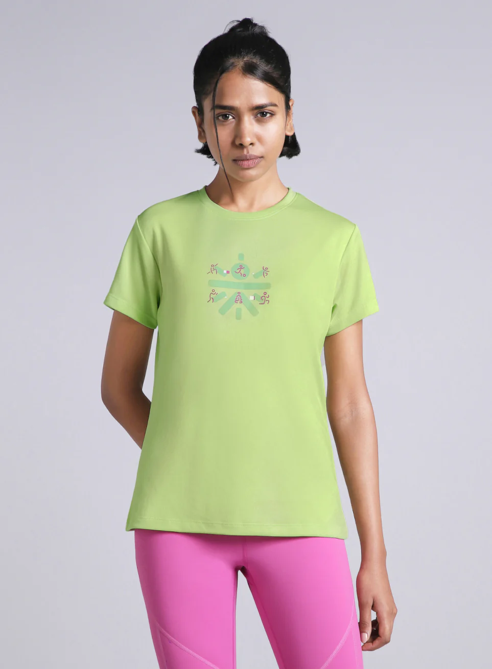 Women's Green Graphic Play Performance T-shirt - Image 4