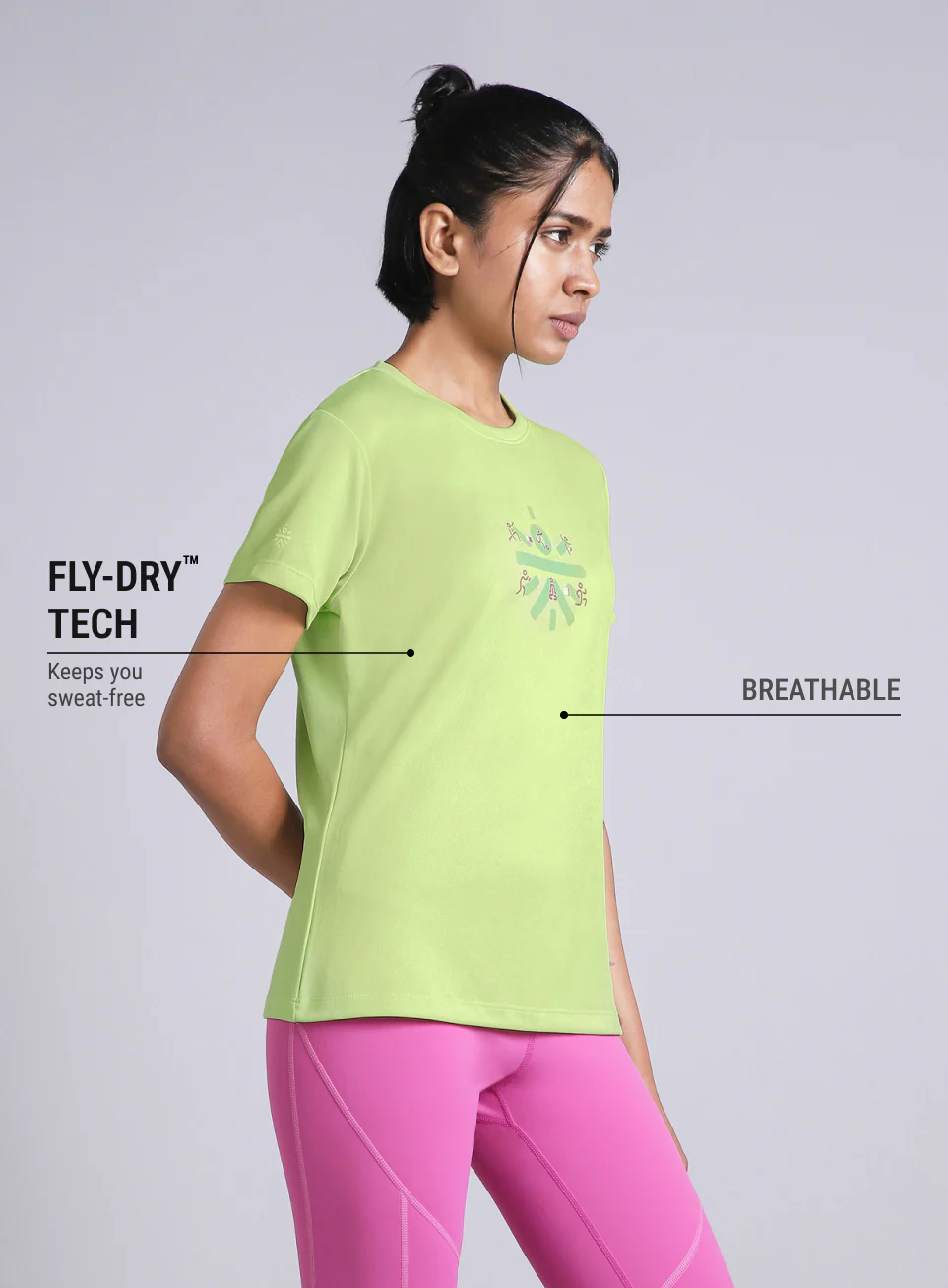 Women's Green Graphic Play Performance T-shirt - Image 5