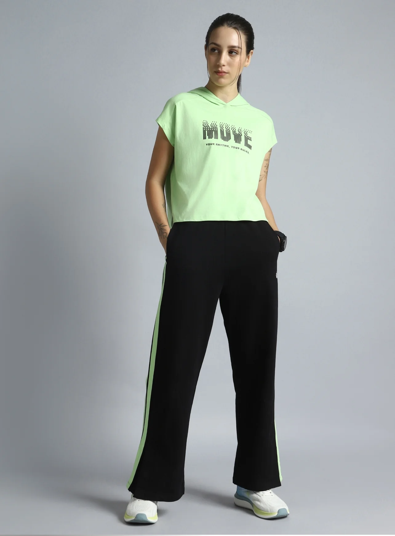 Women's Green Move it Boxy fit Hoodie Top - Image 3