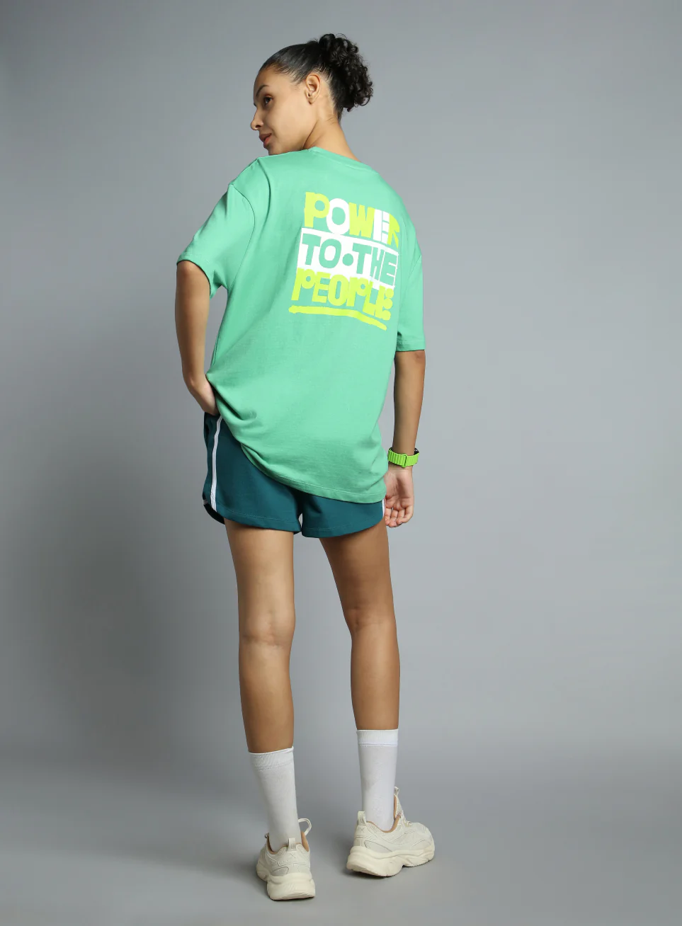 Women's Green Oversized Back Print Graphic T-shirt - Image 3