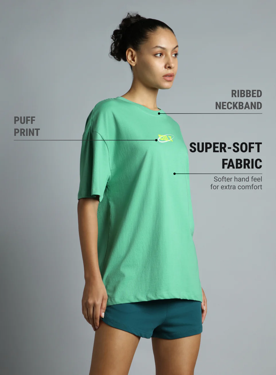 Women's Green Oversized Back Print Graphic T-shirt - Image 5