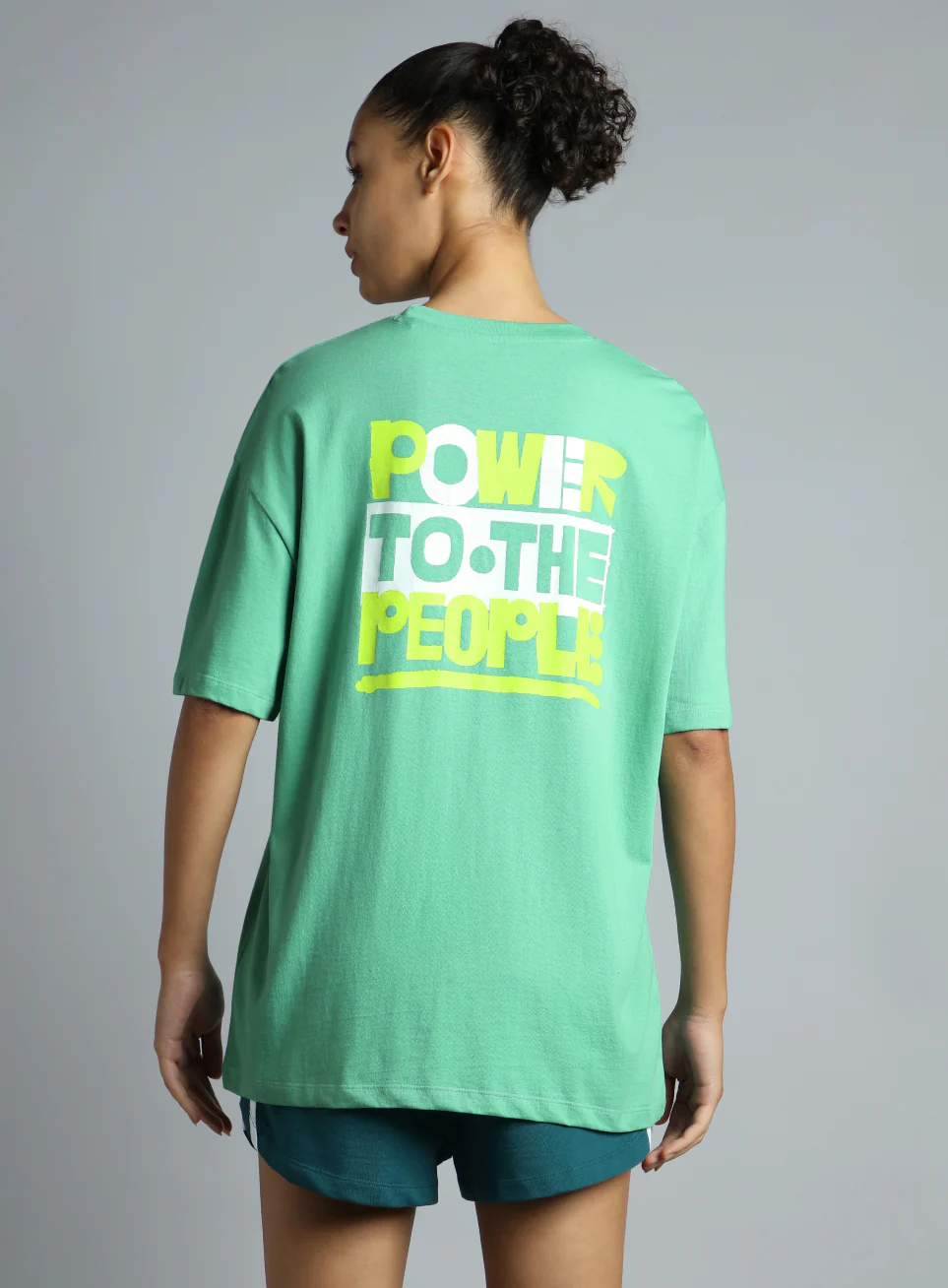Women's Green Oversized Back Print Graphic T-shirt - Image 6