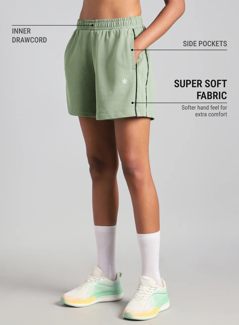 Women's Green Panelled Shorts - Image 5