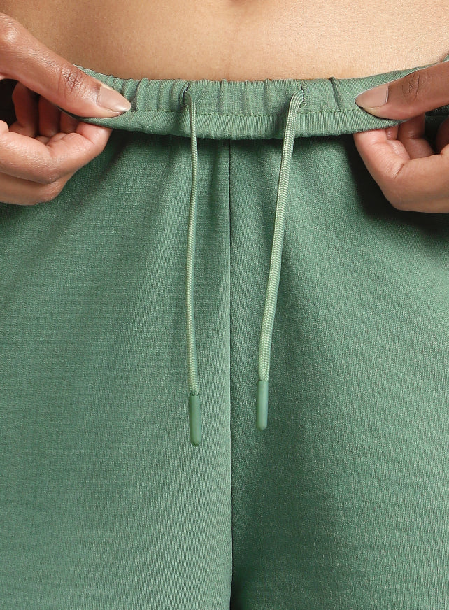 Women's Green Panelled Straight Fit Trackpants - Image 9