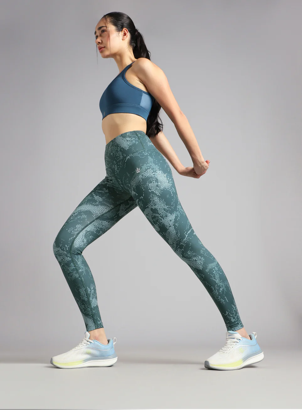Women's Green Printed Train All Day COMFlex Tights - Image 2