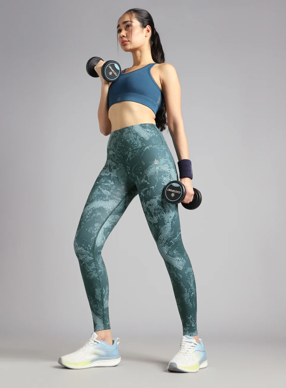Women's Green Printed Train All Day COMFlex Tights - Image 3