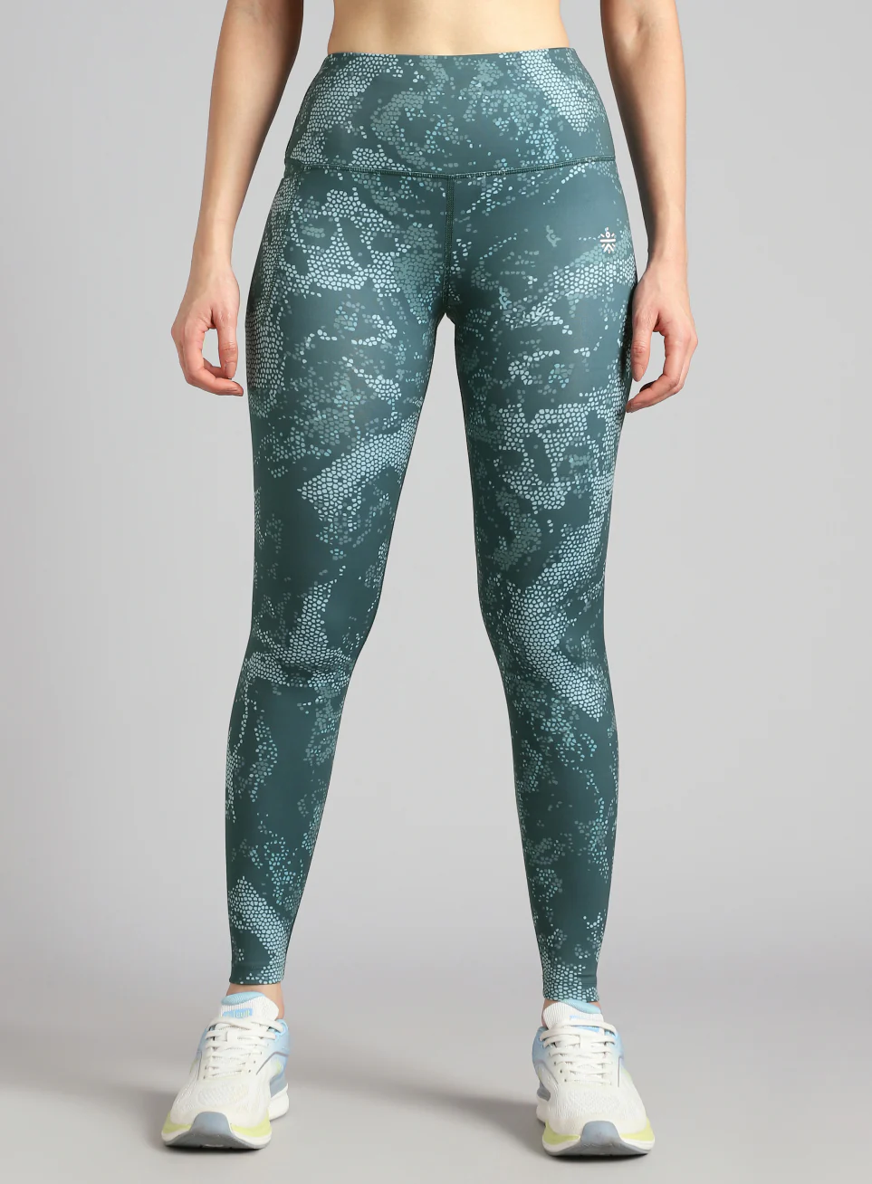 Women's Green Printed Train All Day COMFlex Tights - Image 4