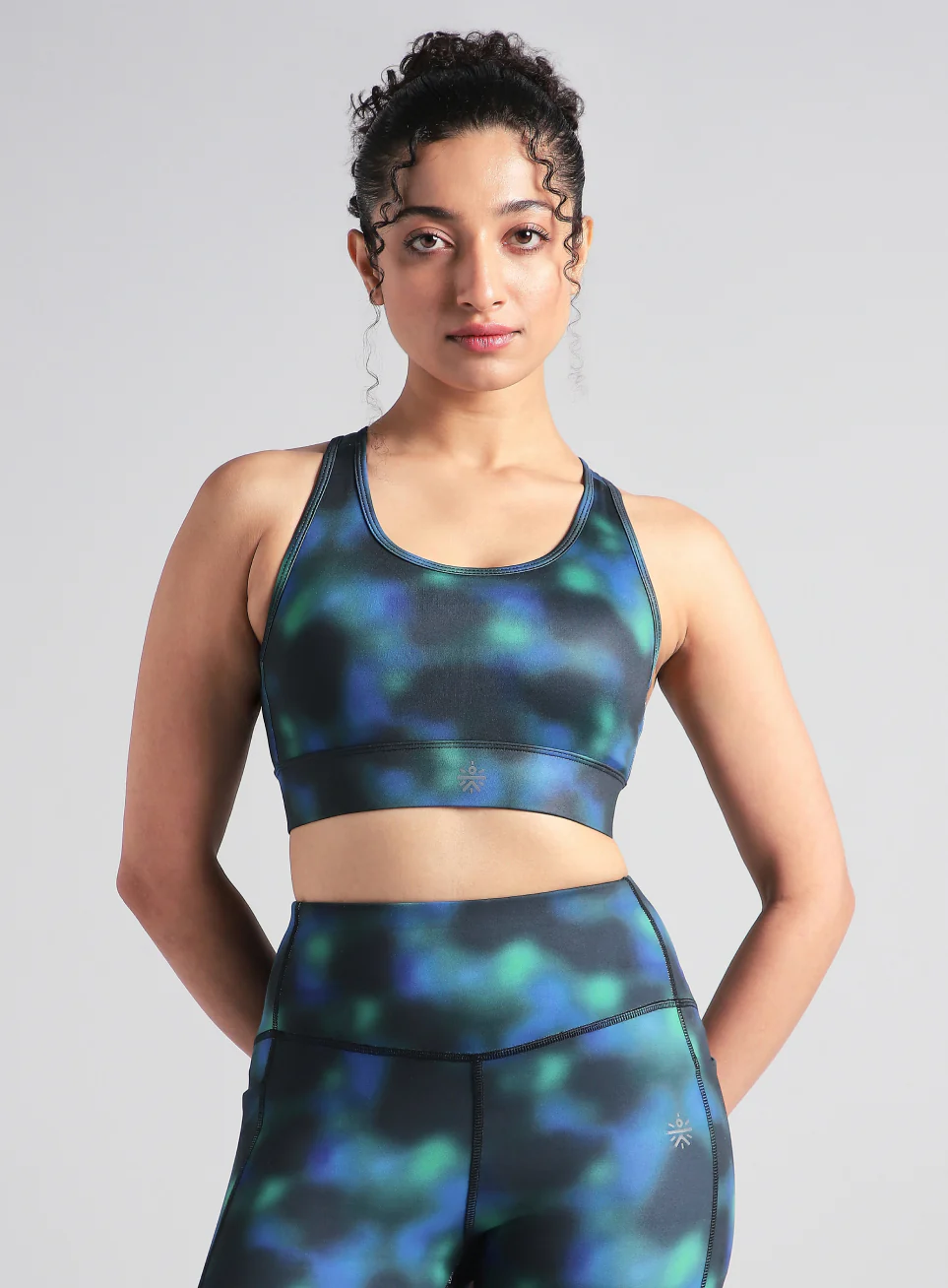 Women's Green Racer Back AOP High Support Running Bra - Image 4