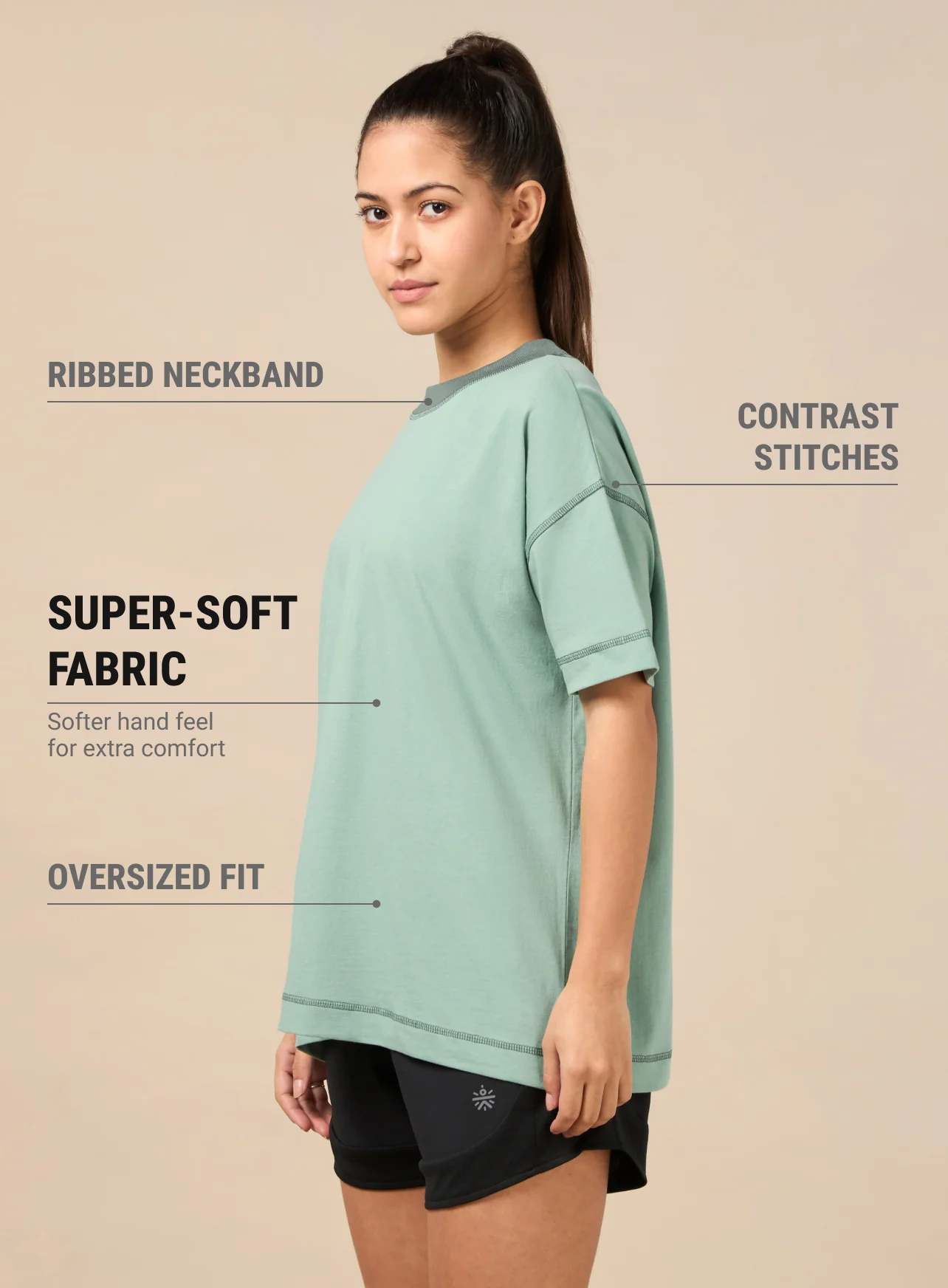 Women's Green Relaxed Lounge T-shirt - Image 5