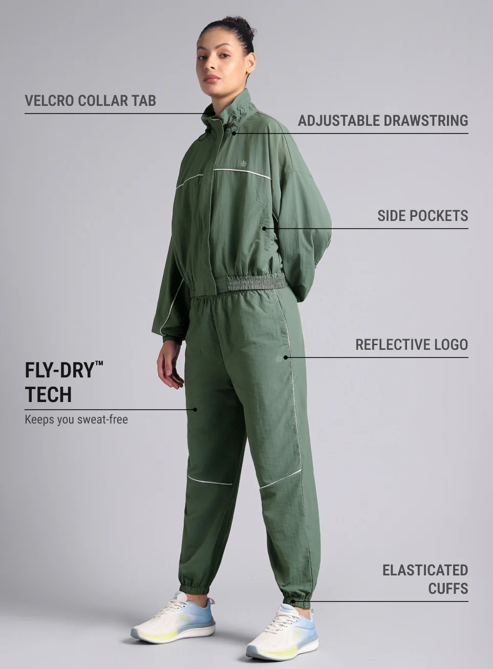 Women's Green Sporty Outrun Track Suit - Image 5