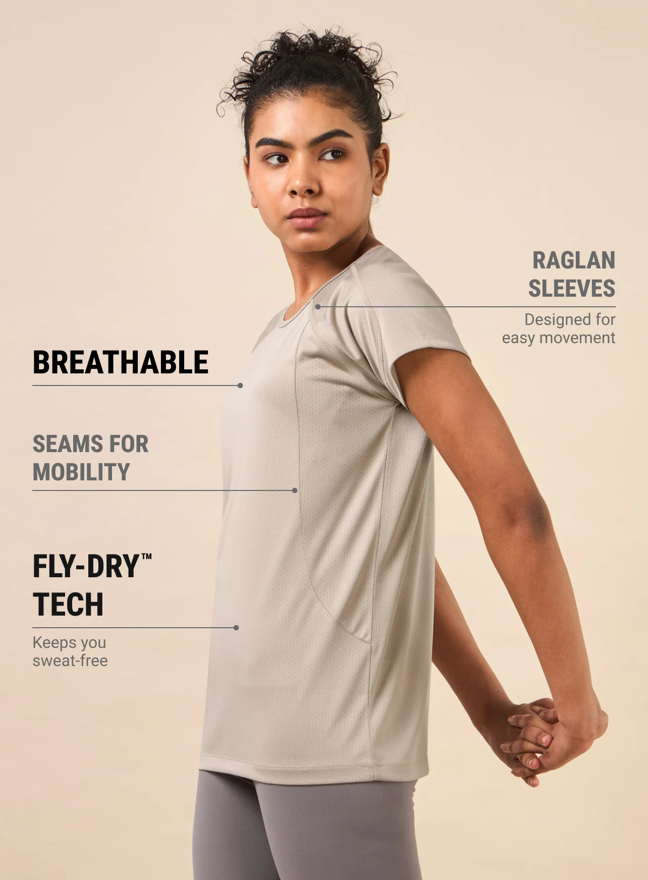 Women's Beige Synergy Performance Top - Image 5