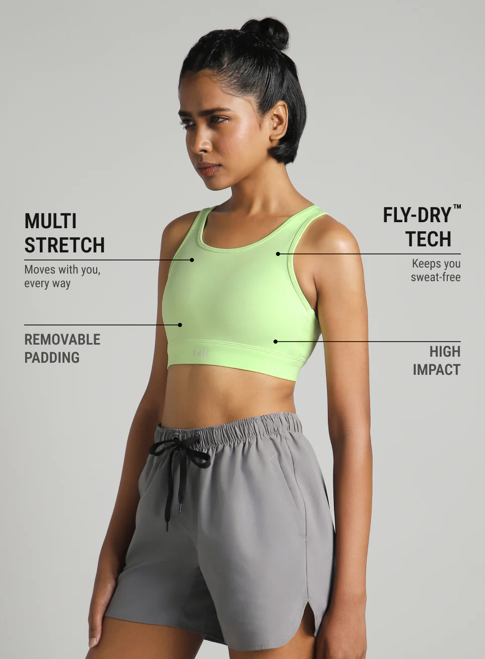 Women's Green Training Criss Cross High Support Bra - Image 5