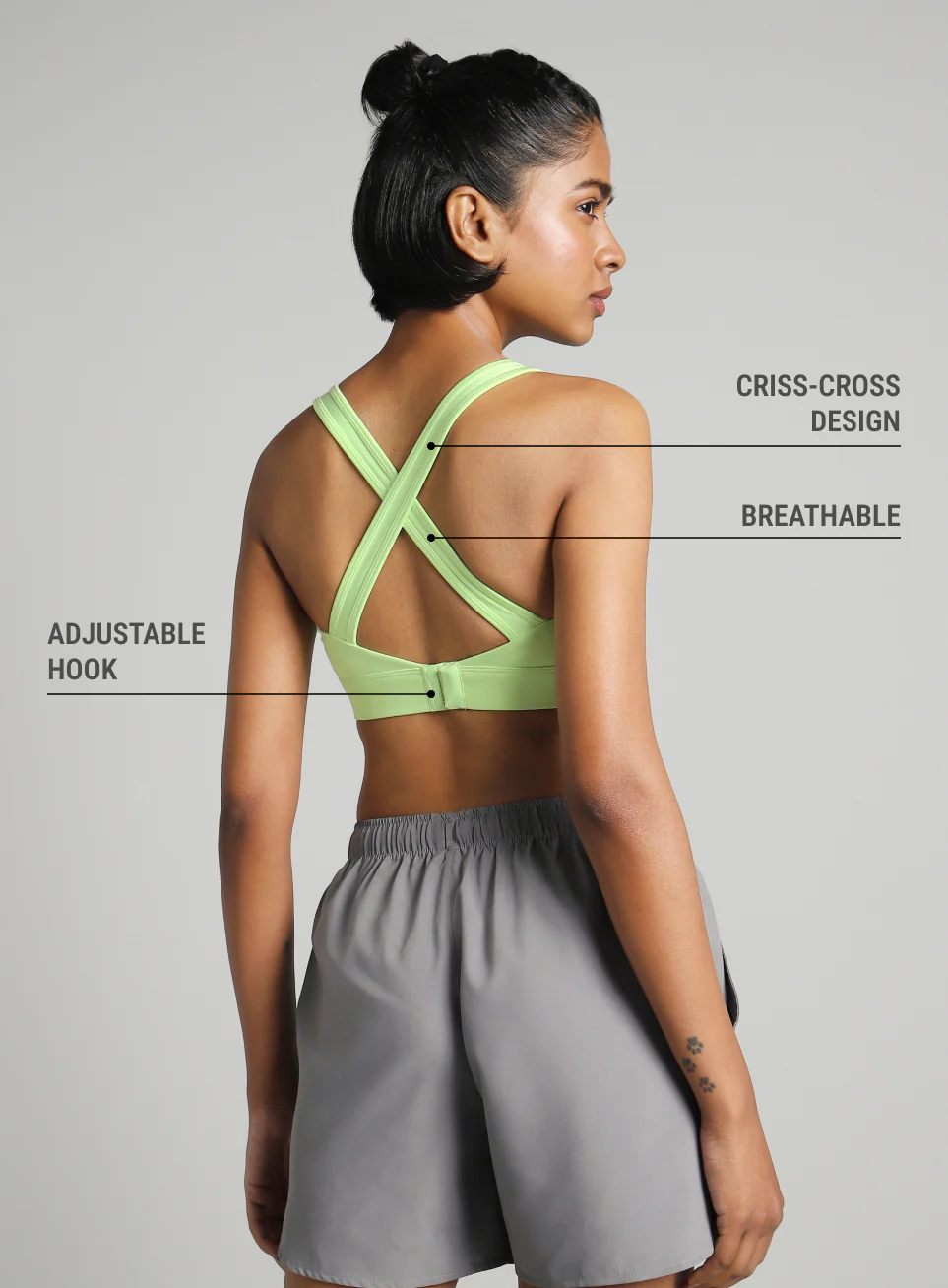 Women's Green Training Criss Cross High Support Bra - Image 6