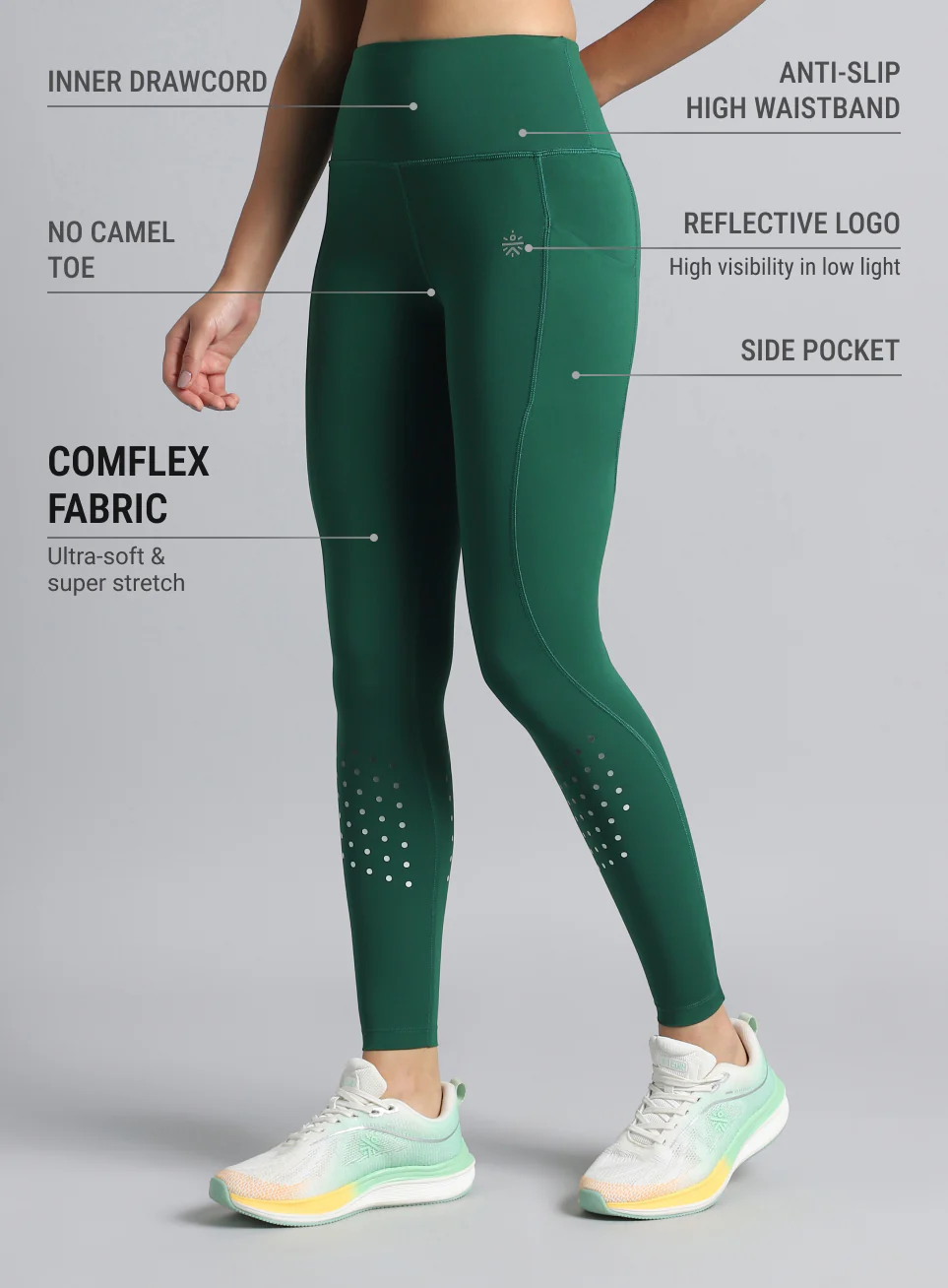 Women's Green Ultimate Run COMFlex Tights - Image 5