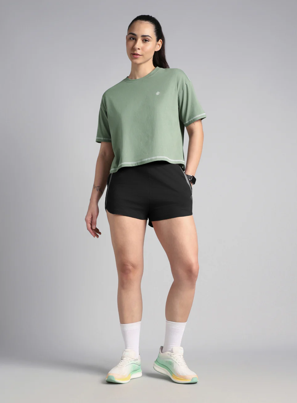 Women's Green Unity Boxy Crop Fit Top - Image 2