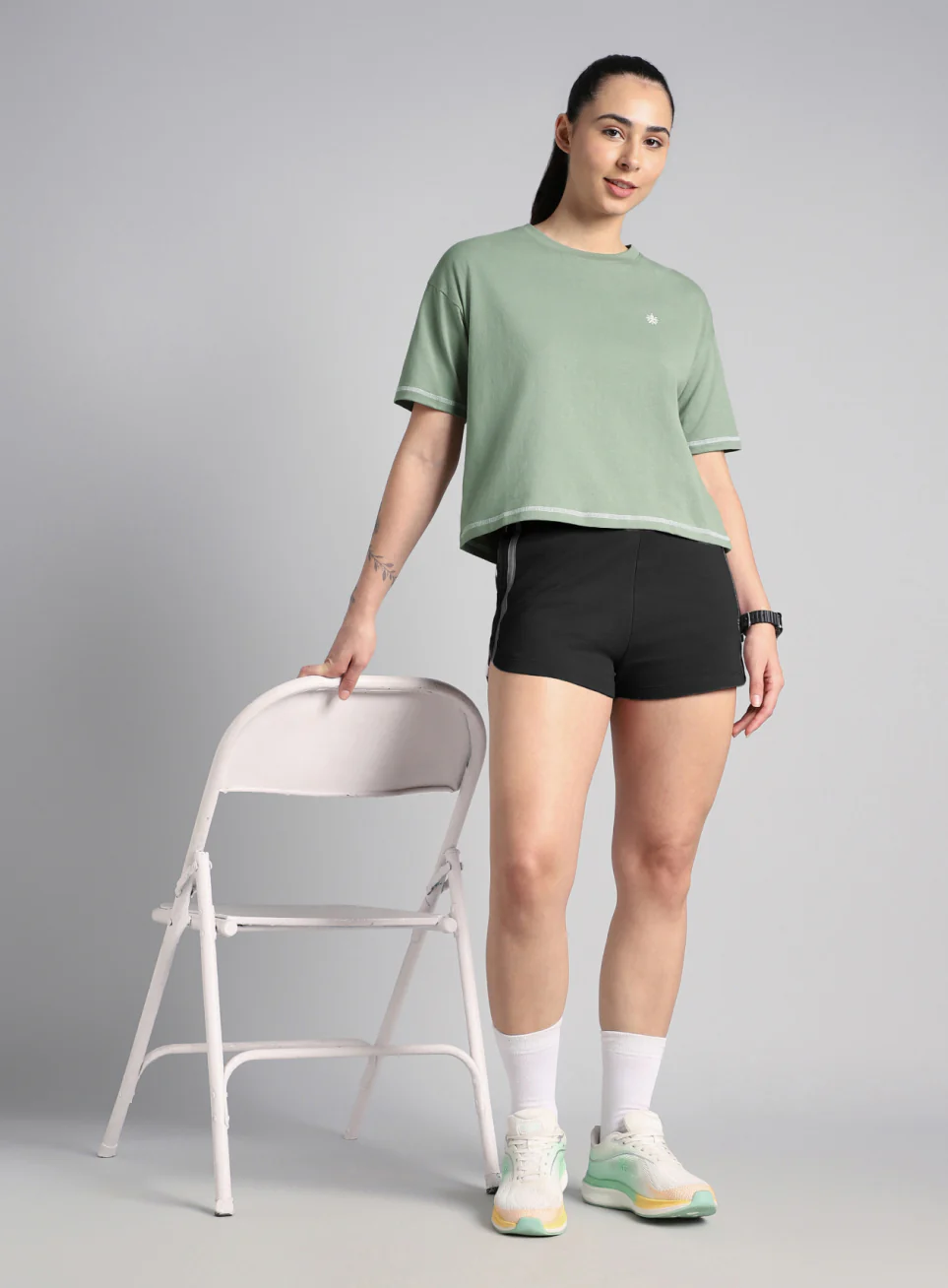 Women's Green Unity Boxy Crop Fit Top - Image 3