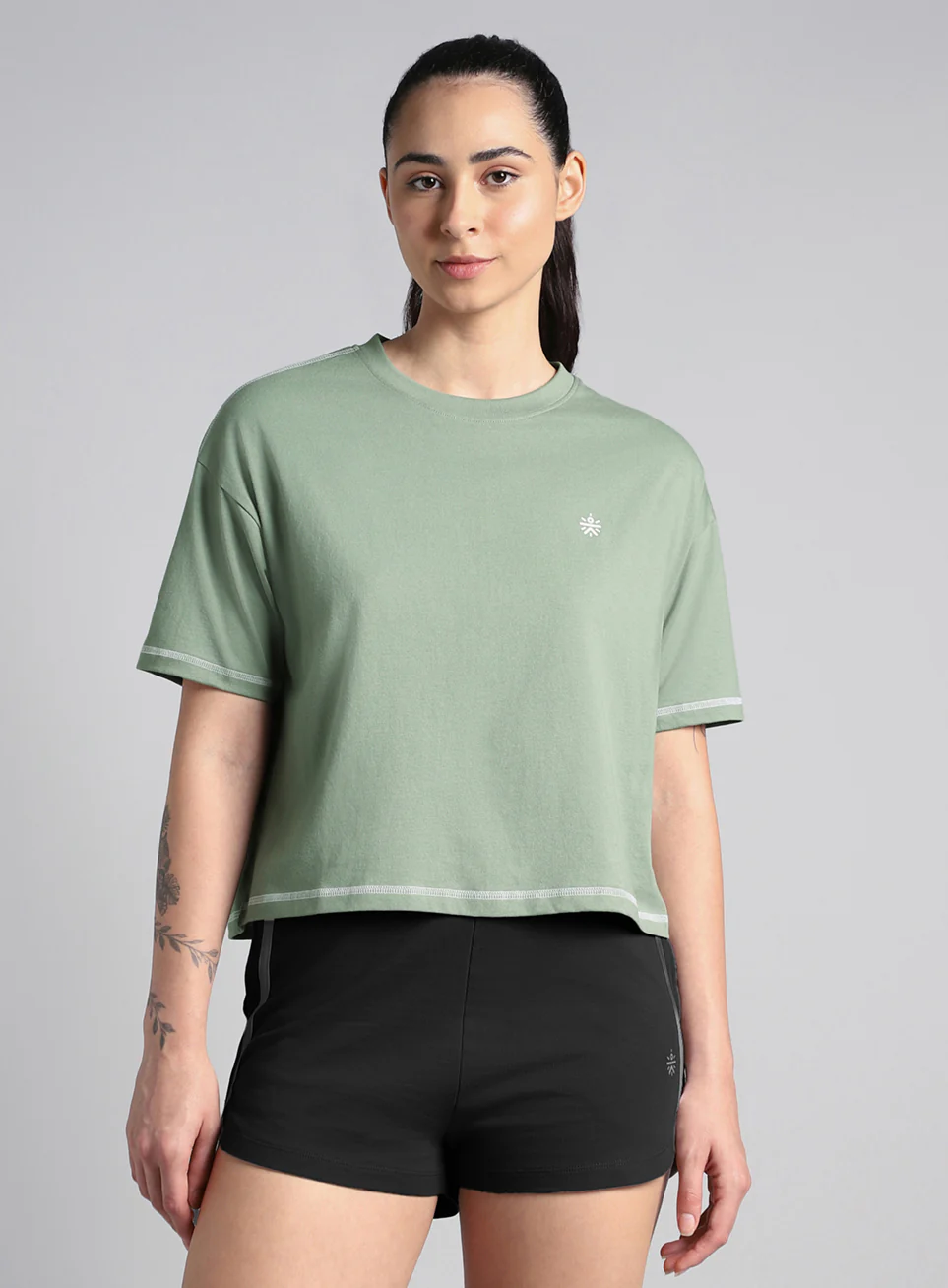 Women's Green Unity Boxy Crop Fit Top - Image 4