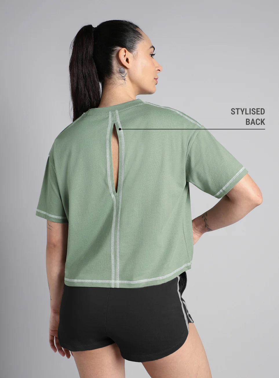 Women's Green Unity Boxy Crop Fit Top - Image 6