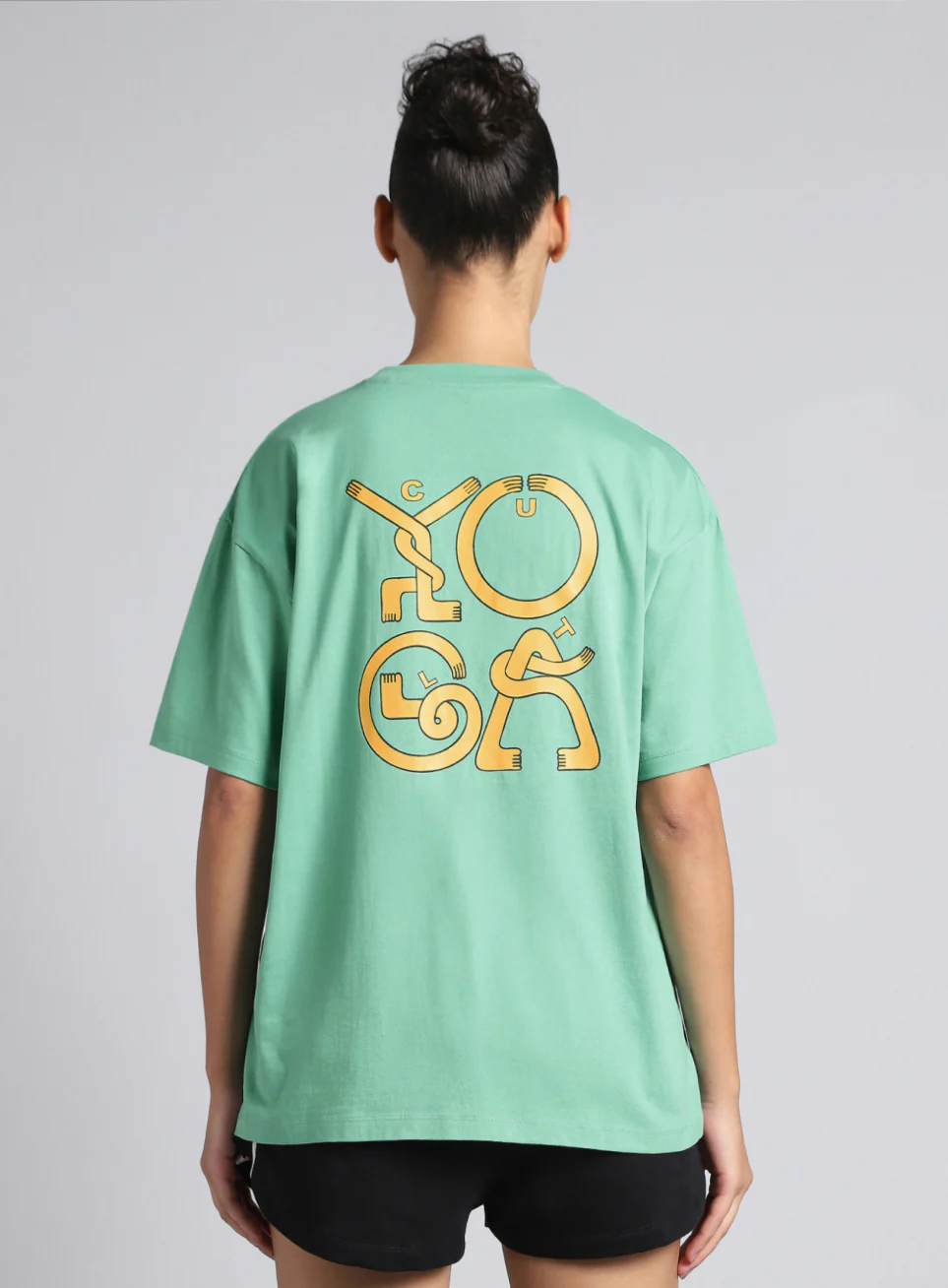 Women's Green White Print Oversized Fit T-shirt - Image 6