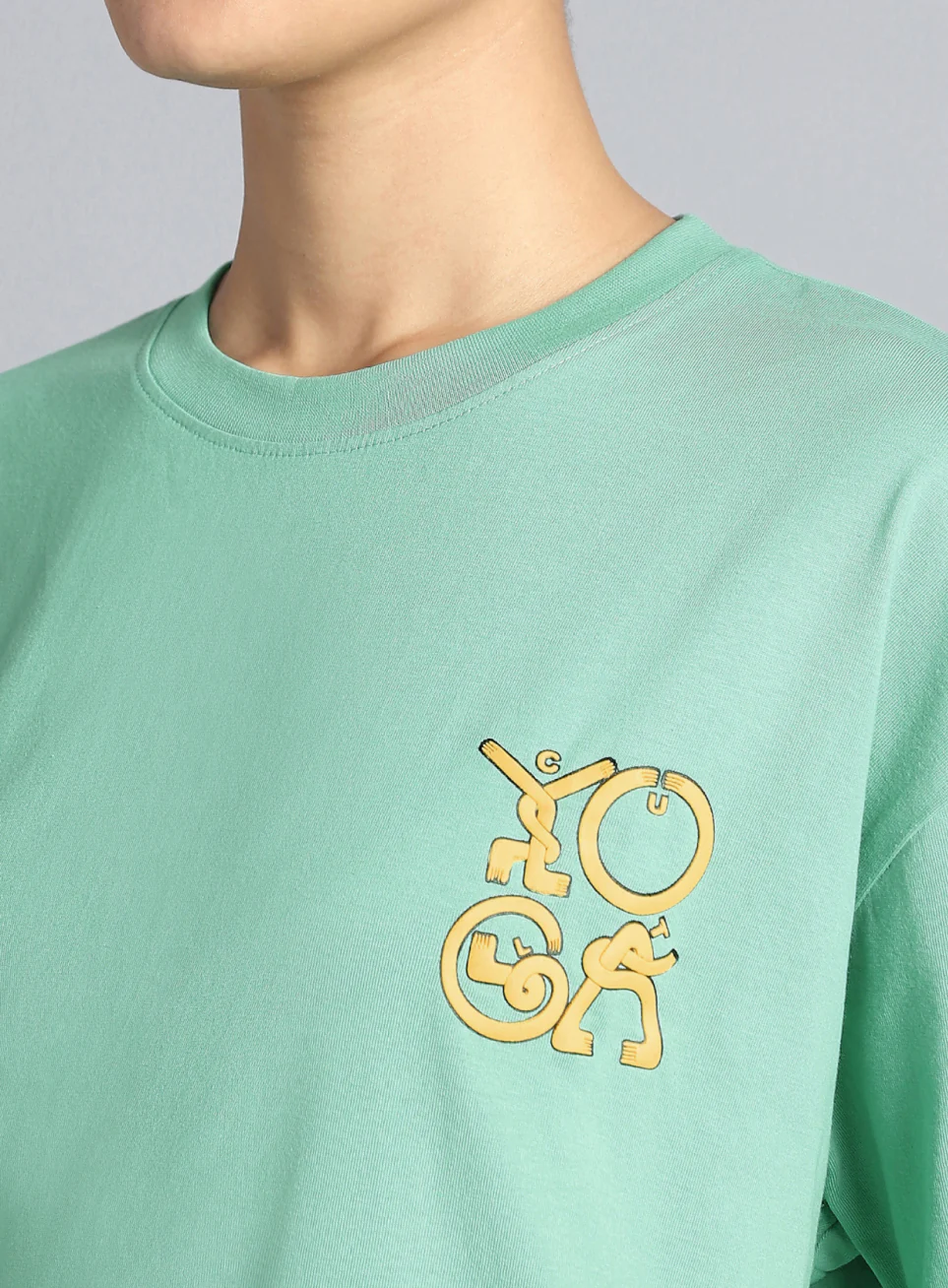 Women's Green White Print Oversized Fit T-shirt - Image 7