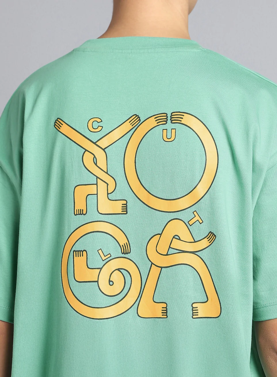 Women's Green White Print Oversized Fit T-shirt - Image 8