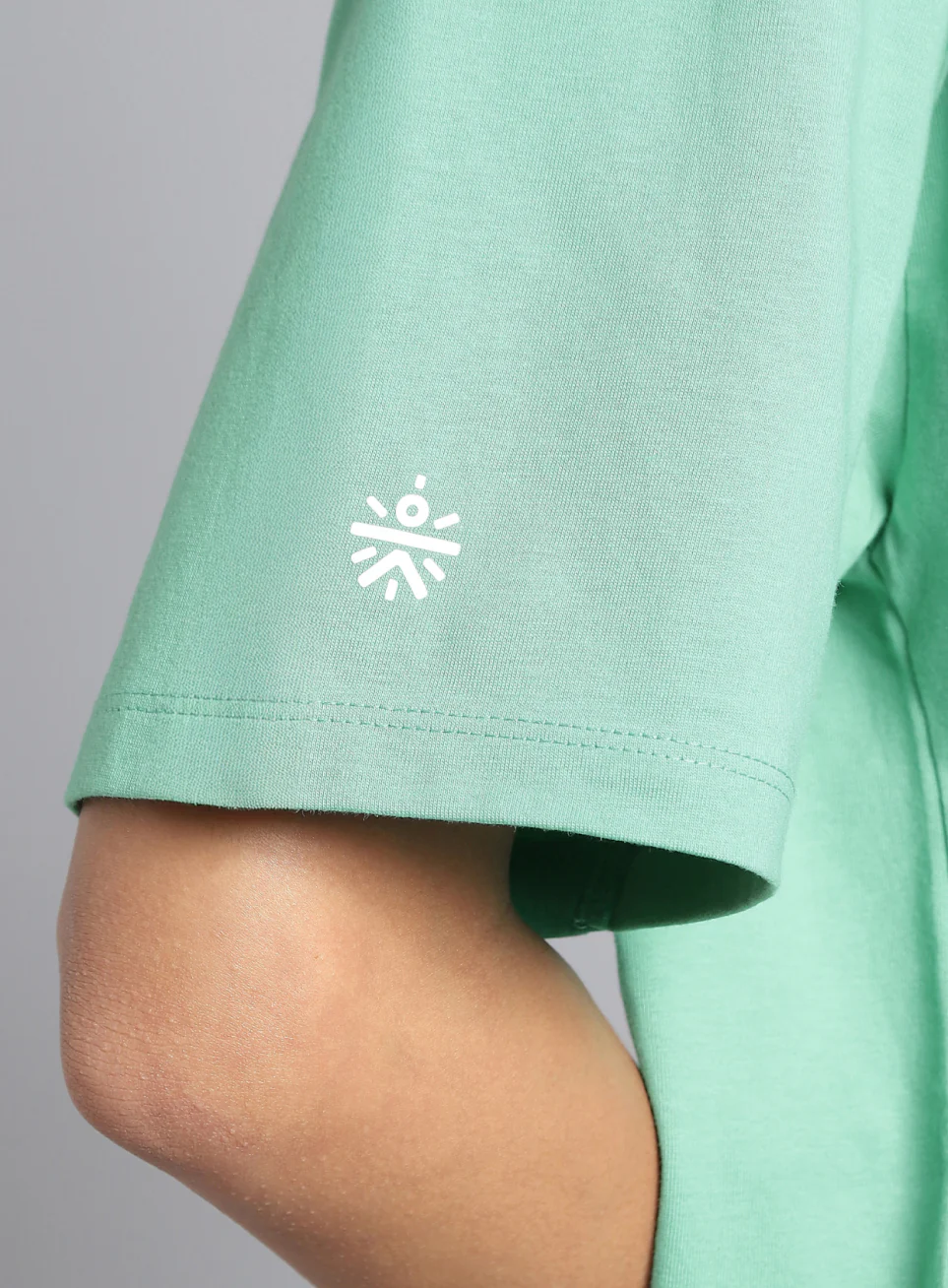 Women's Green White Print Oversized Fit T-shirt - Image 9