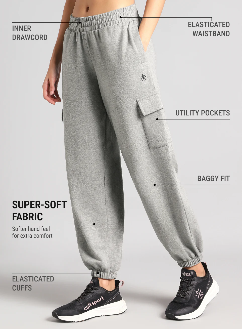 Women's Grey Beyond Play Cargo Joggers - Image 5