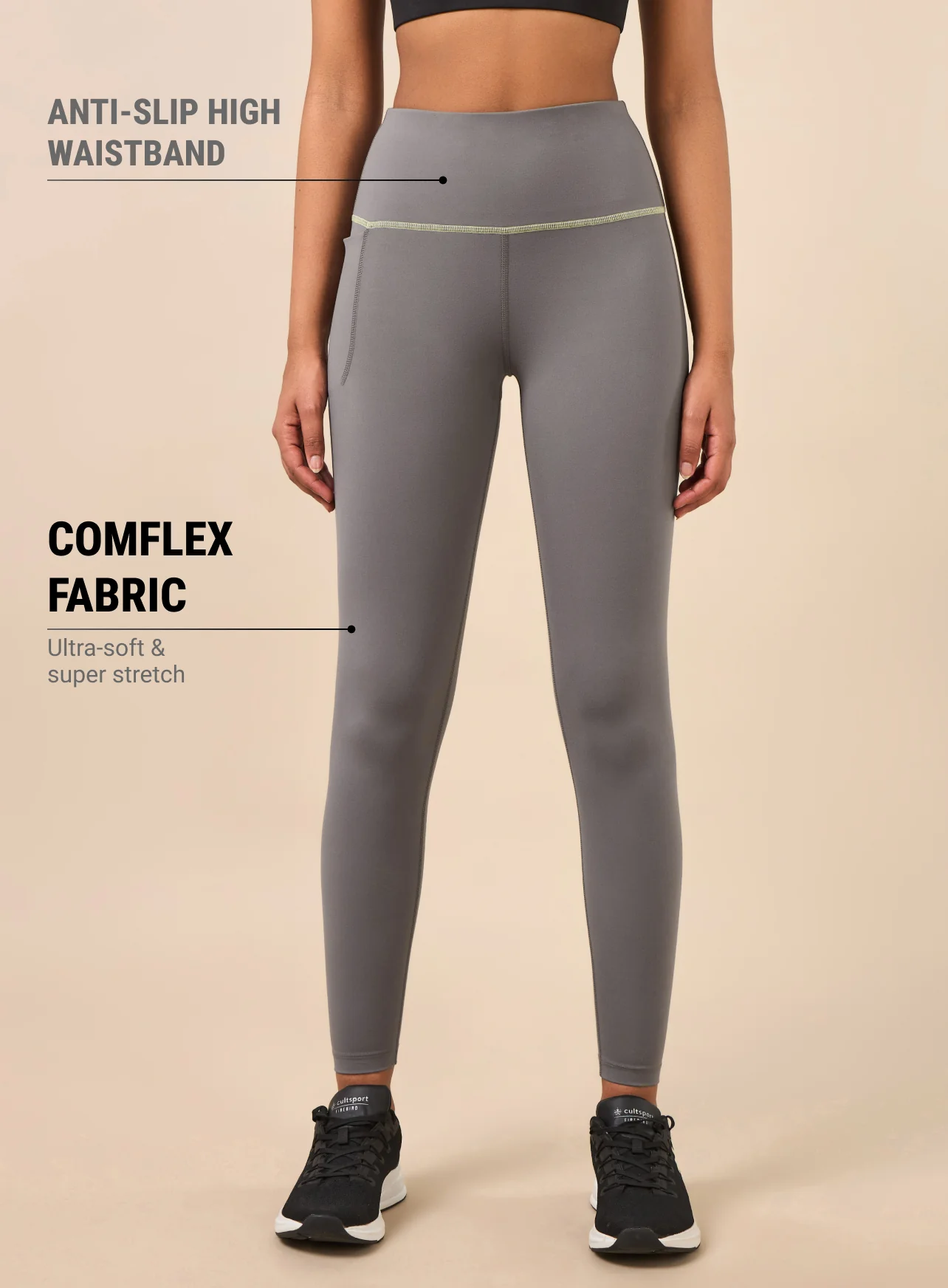 Women's Grey Core Performance COMFlex Tights - Image 4