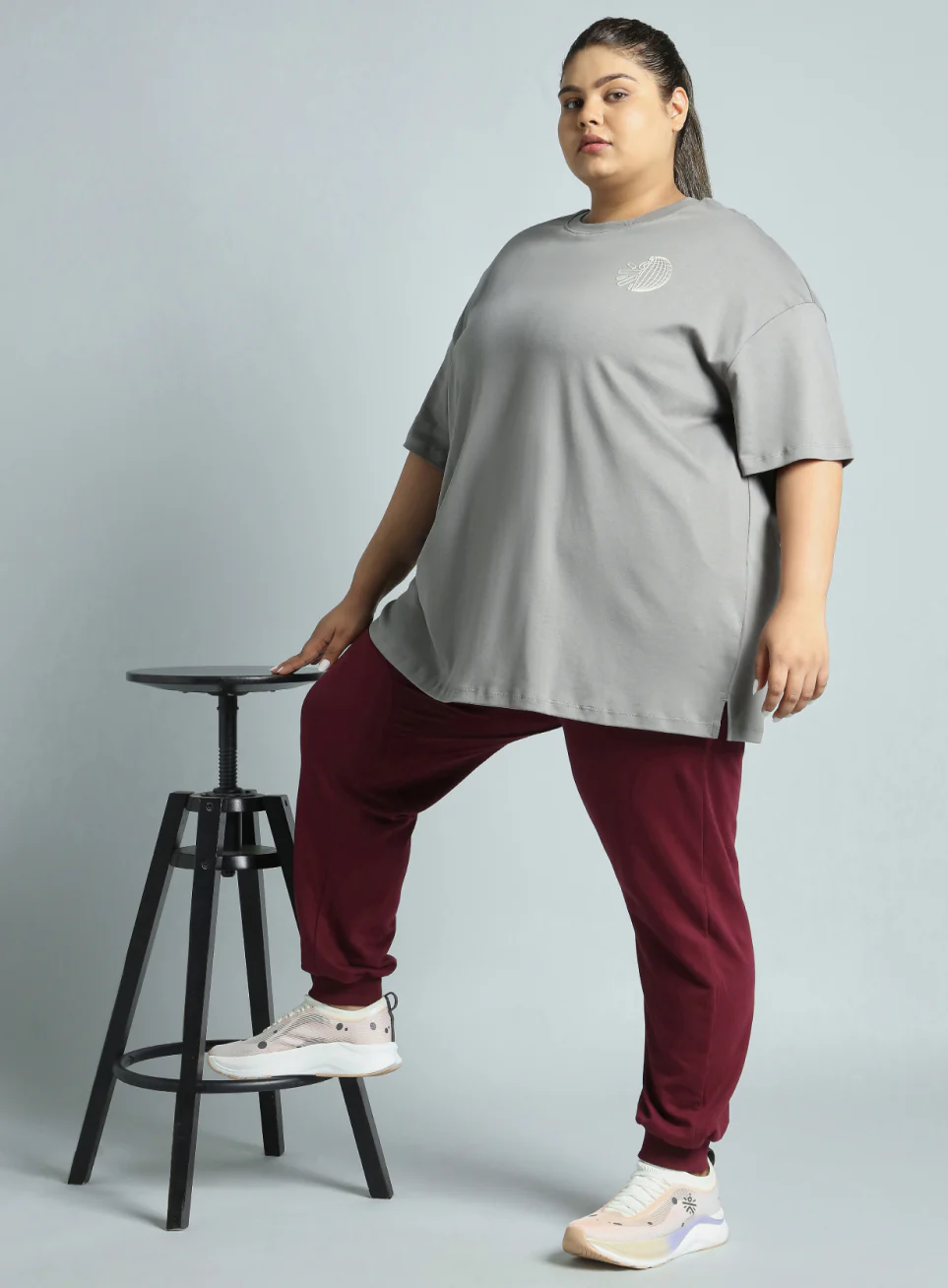 Women's Grey Cult Graphic Cotton Plus Size Oversized Fit T-shirt - Image 2
