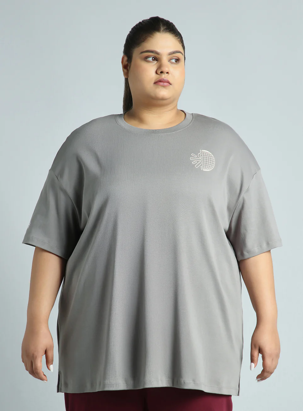 Women's Grey Cult Graphic Cotton Plus Size Oversized Fit T-shirt - Image 4