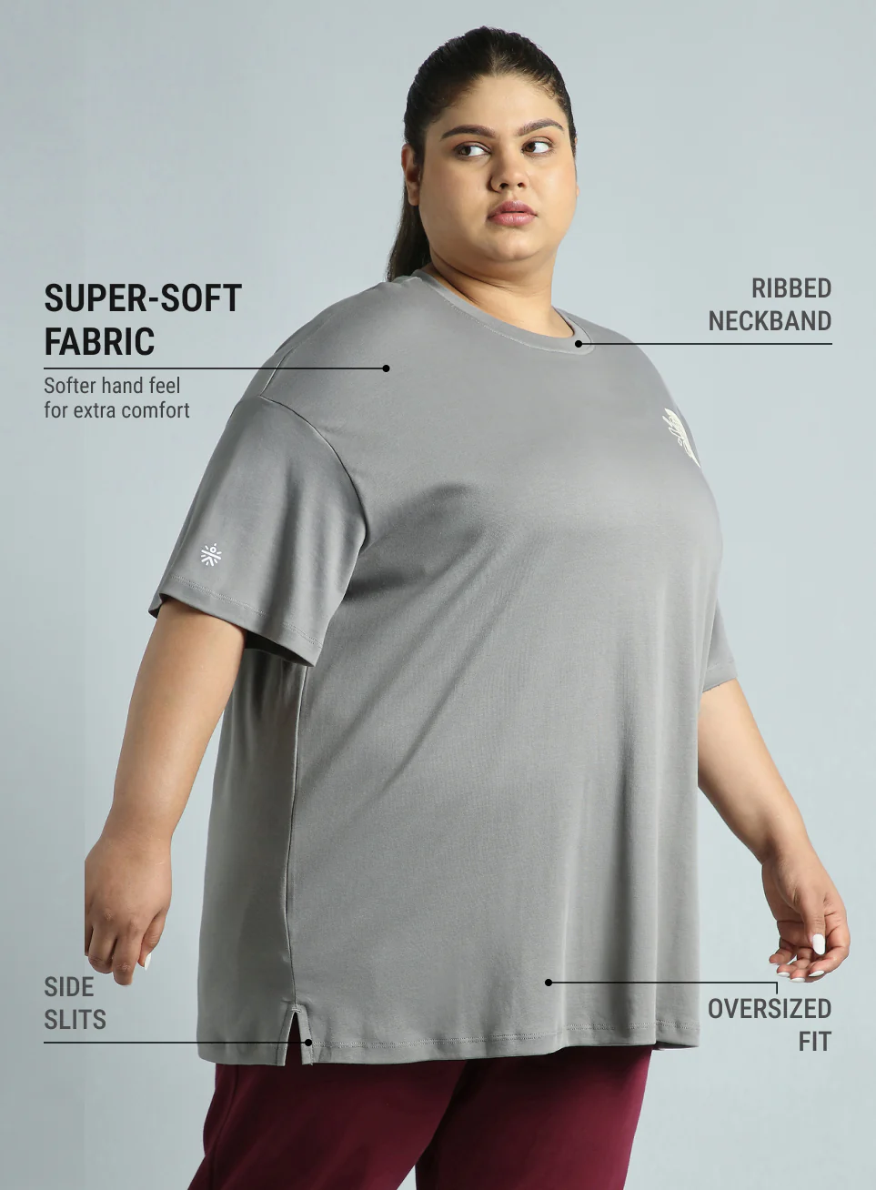 Women's Grey Cult Graphic Cotton Plus Size Oversized Fit T-shirt - Image 5