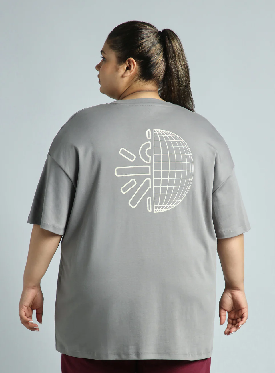 Women's Grey Cult Graphic Cotton Plus Size Oversized Fit T-shirt - Image 6