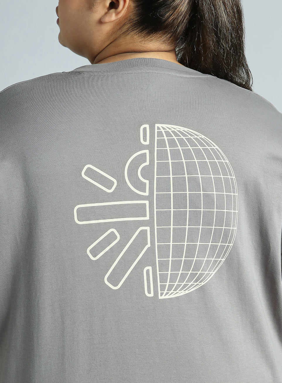Women's Grey Cult Graphic Cotton Plus Size Oversized Fit T-shirt - Image 8