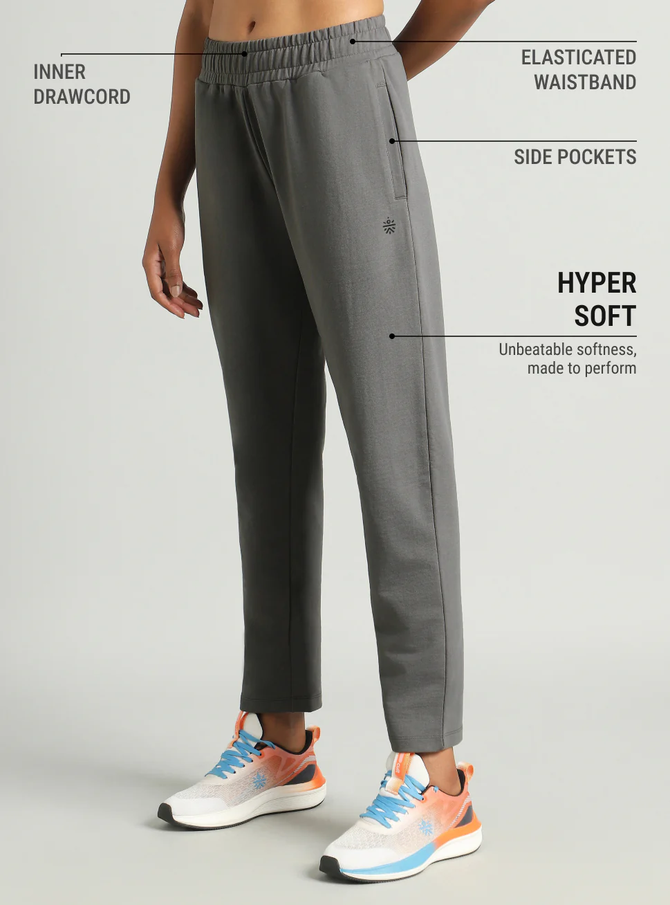 Women's Grey Easy Move Training Trackpants - Image 5