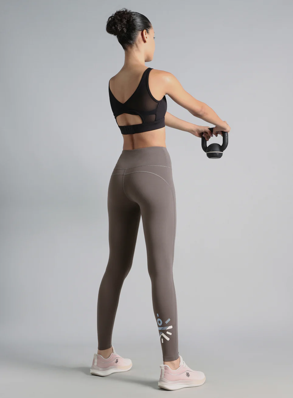 Women's Grey Graphic Print Active Tights - Image 2