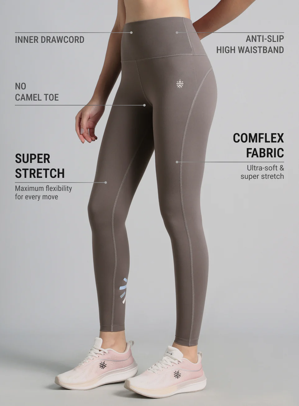 Women's Grey Graphic Print Active Tights - Image 5